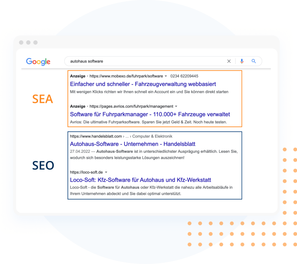 sea vs seo, der Vergleich im b2b-sem